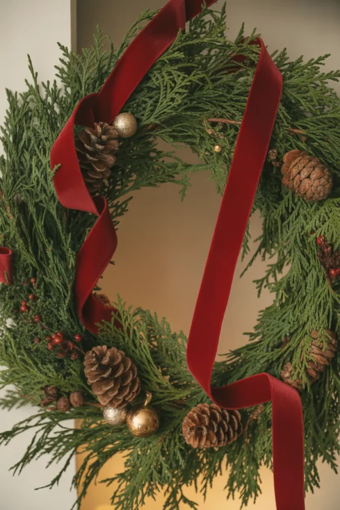  Red Velvet Ribbon Wreath