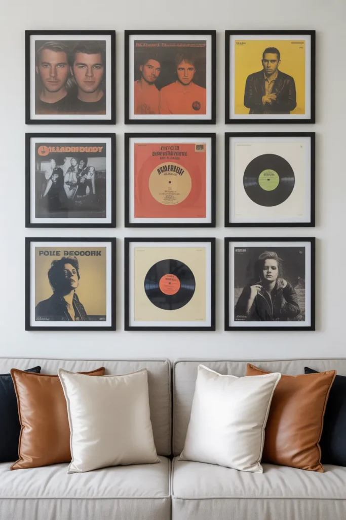 Create a Symmetrical Album Grid Above a Sofa