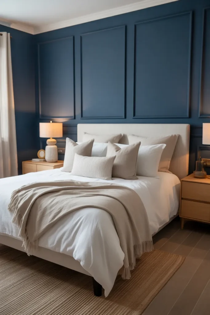   Navy Walls with Soft White Accents