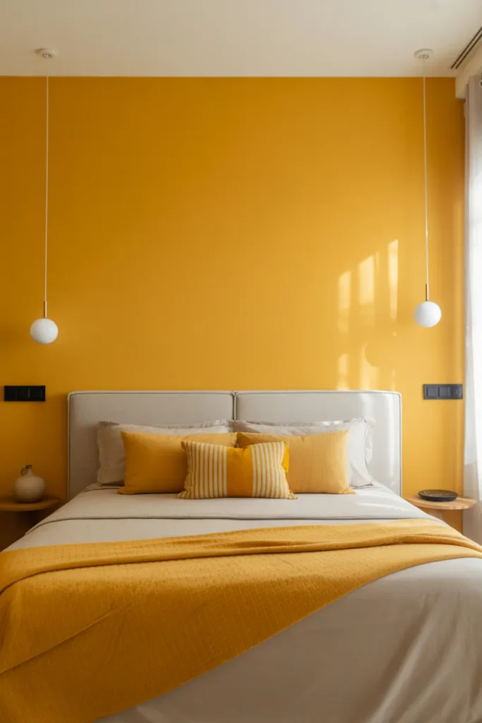   Sunny Yellow Accent Wall for a Bold Bedroom Refresh