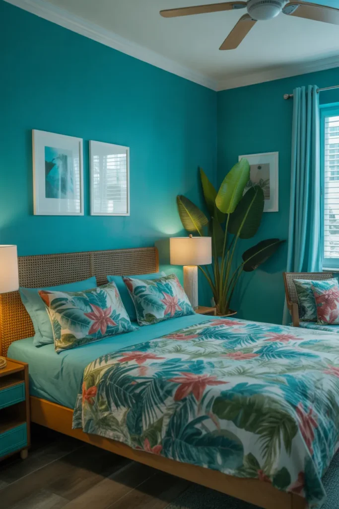  Turquoise Tropical Escape Bedroom