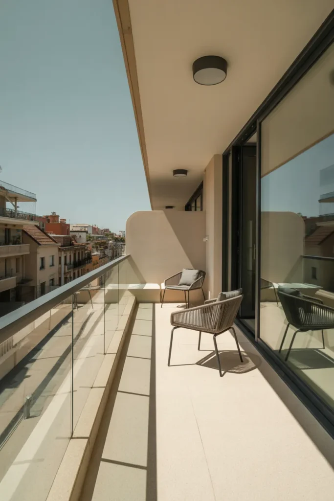   Modern Patio with Glass Railings
