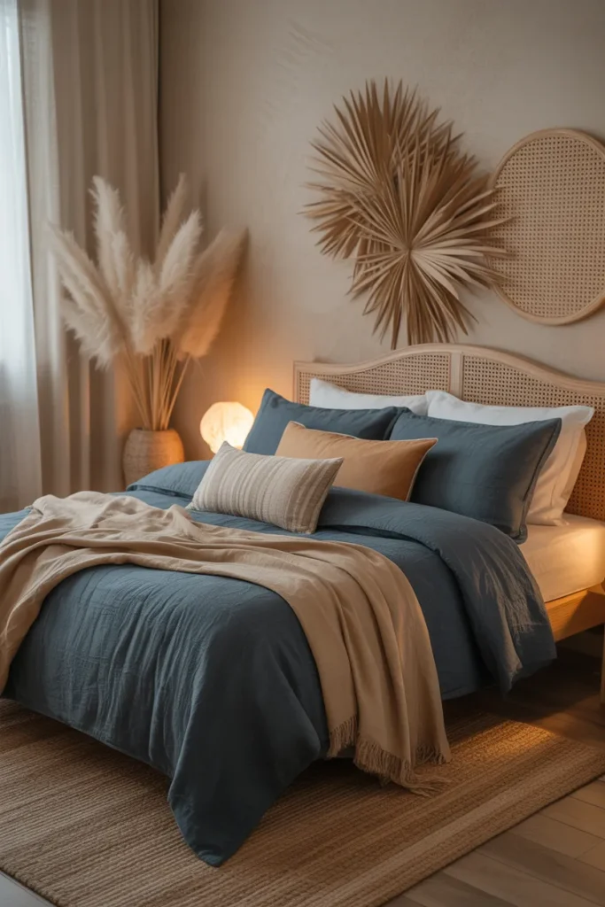   Navy and Tan Bedroom