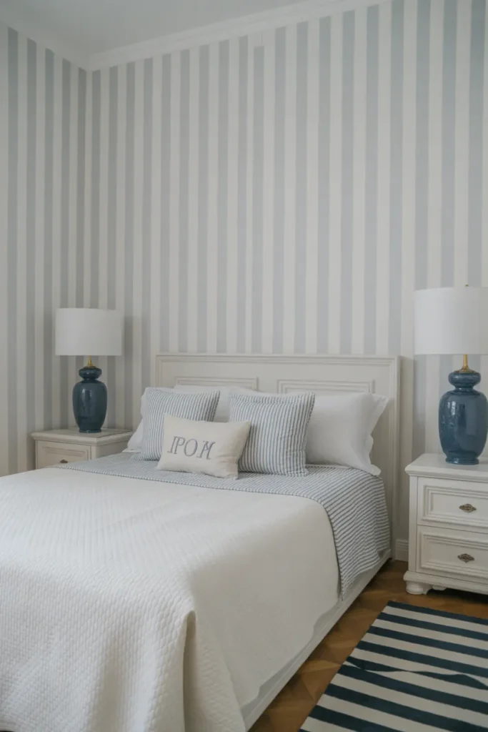   Blue Striped Walls for Subtle Texture