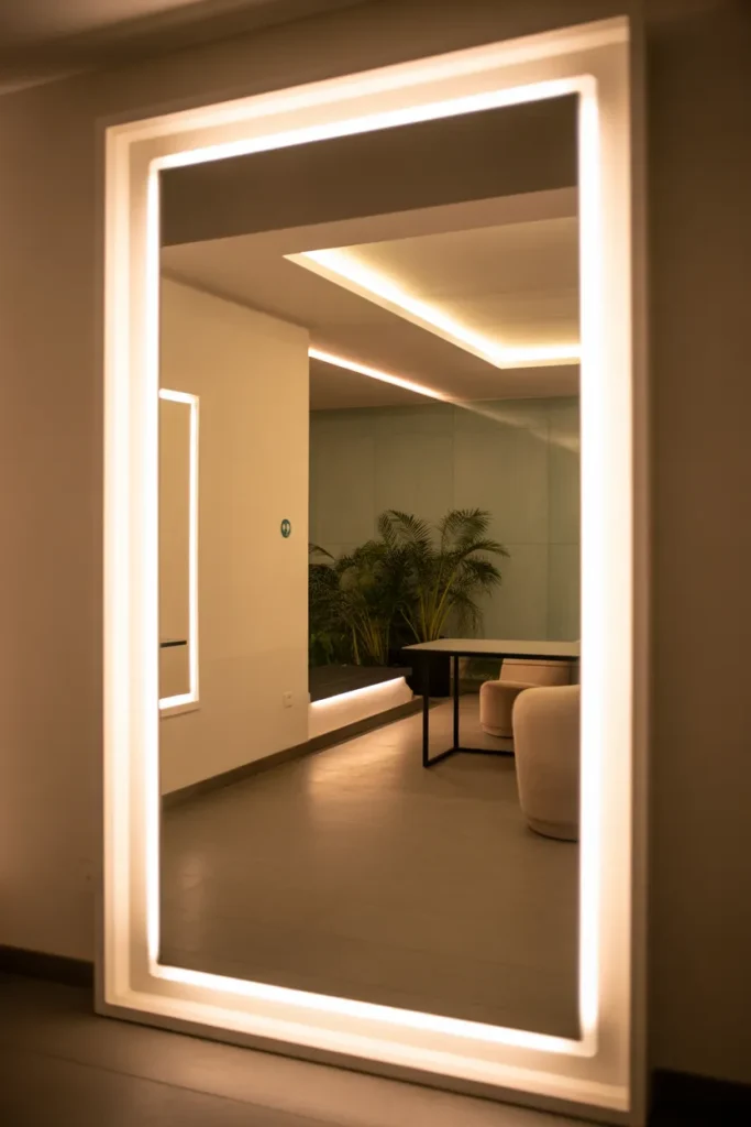  Mirror Wall with LED Backlighting