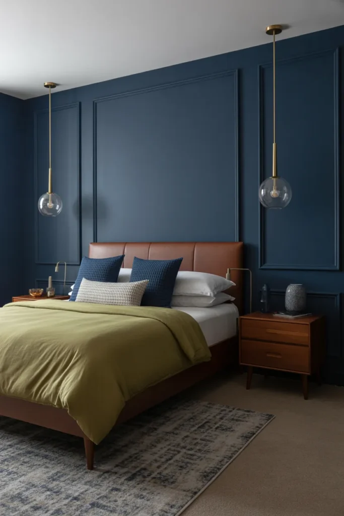  Navy & Olive Modern Bedroom