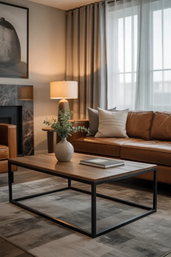  Metal and Wood Coffee Table