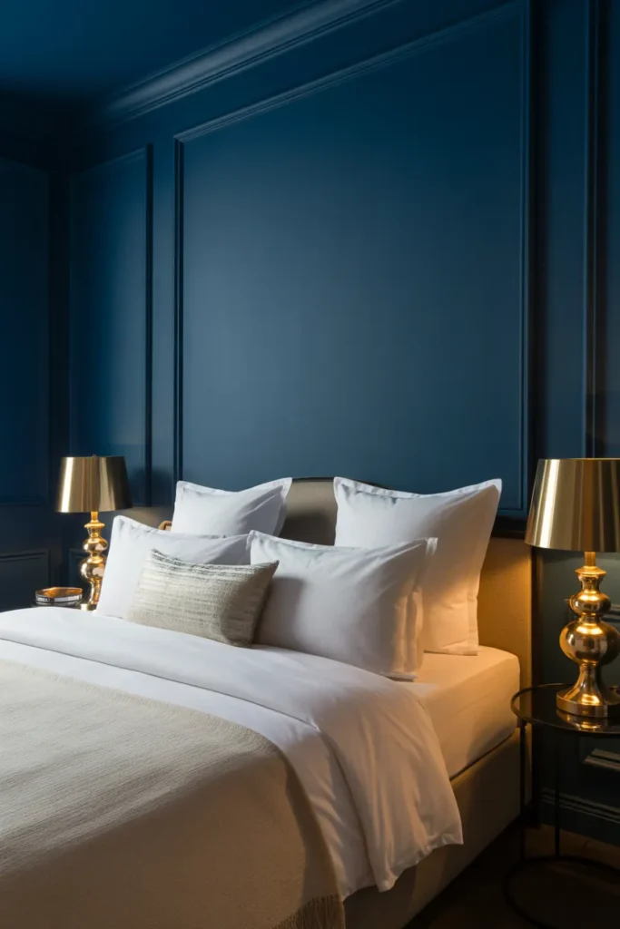   Blue and Gold Elegant Bedroom