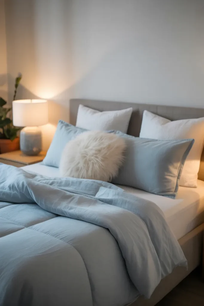   Light Blue and White Bedding Combo