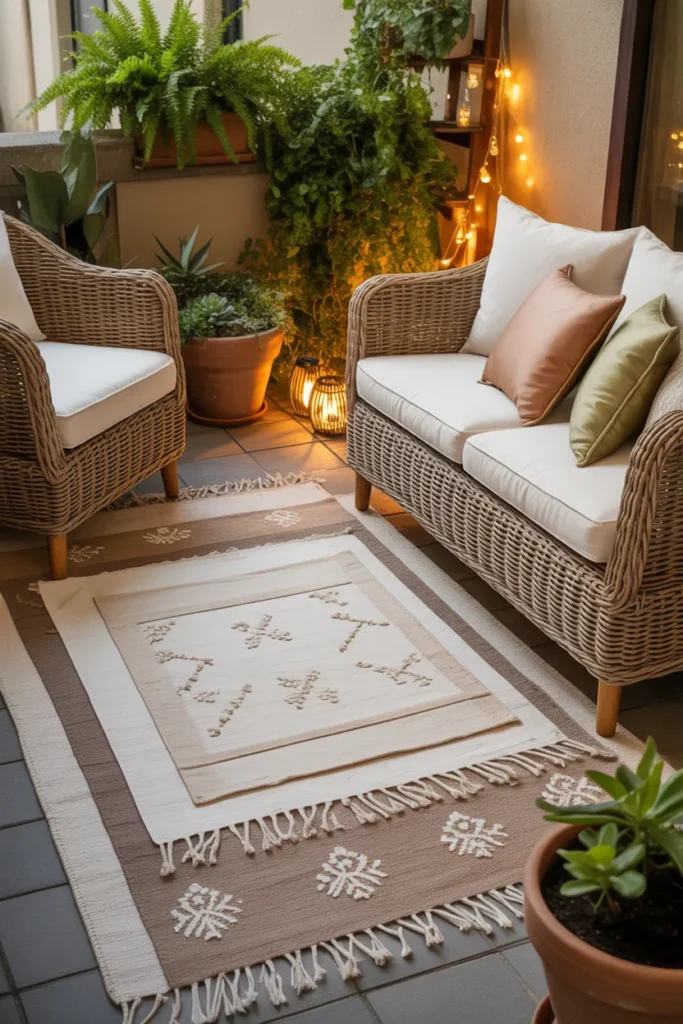   Cozy Patio with Outdoor Rug Layers