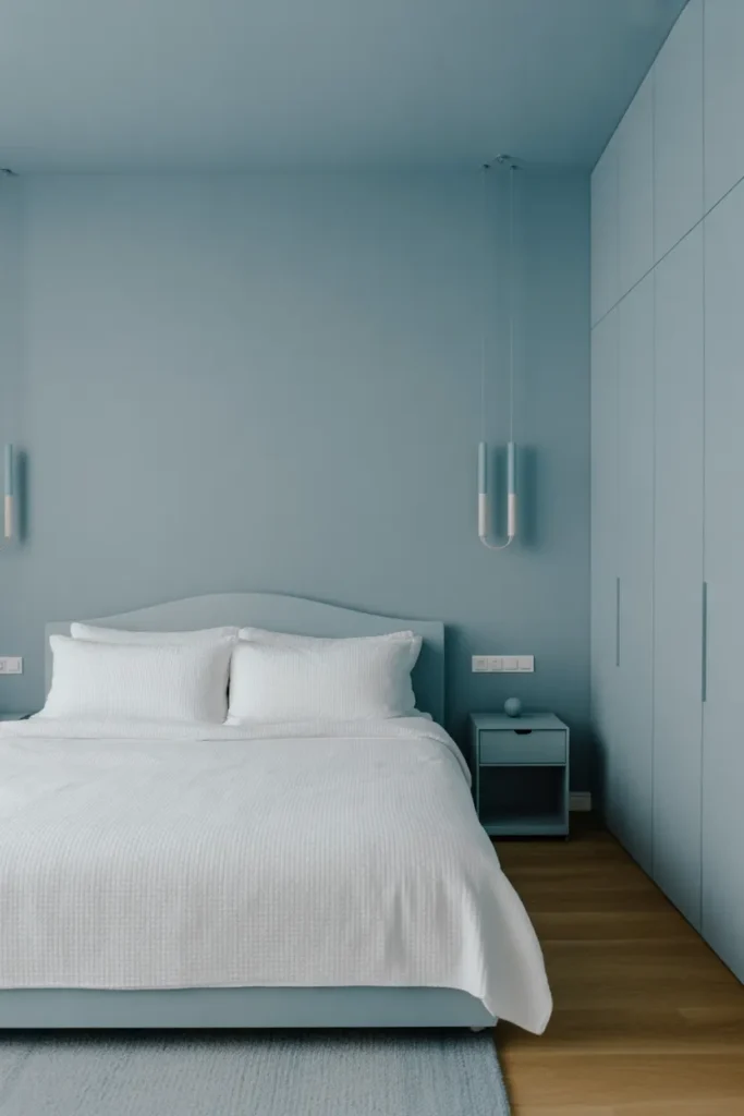   Powder Blue Minimalist Bedroom
