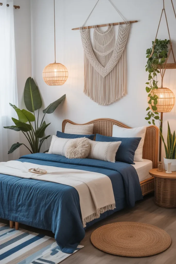  Boho Navy Bedroom