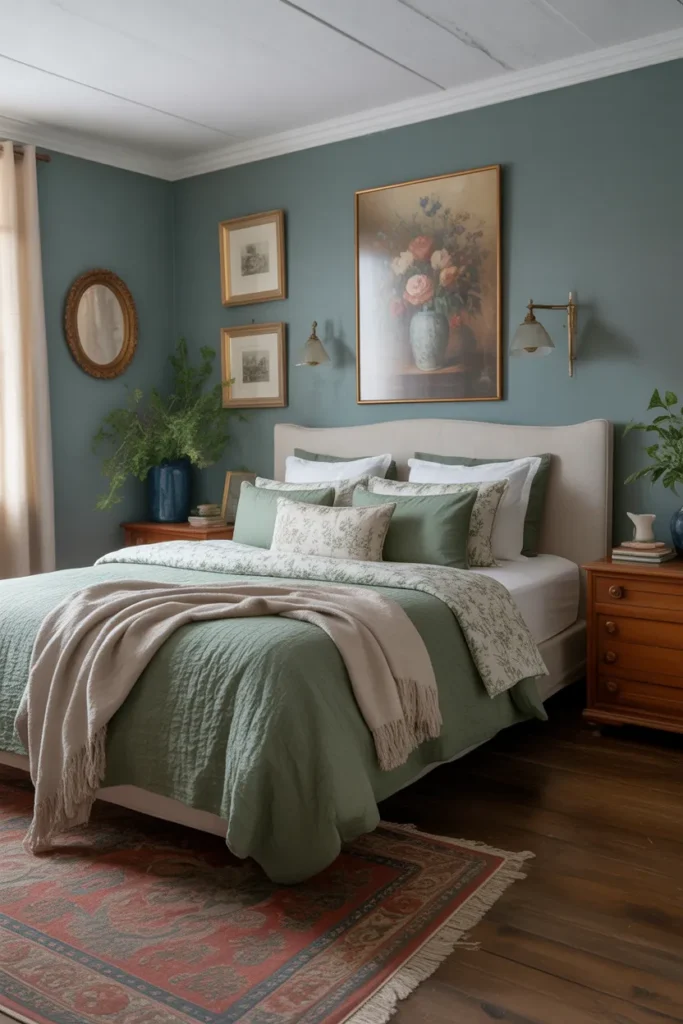   Forest Green & Dusty Blue Cottage Charm