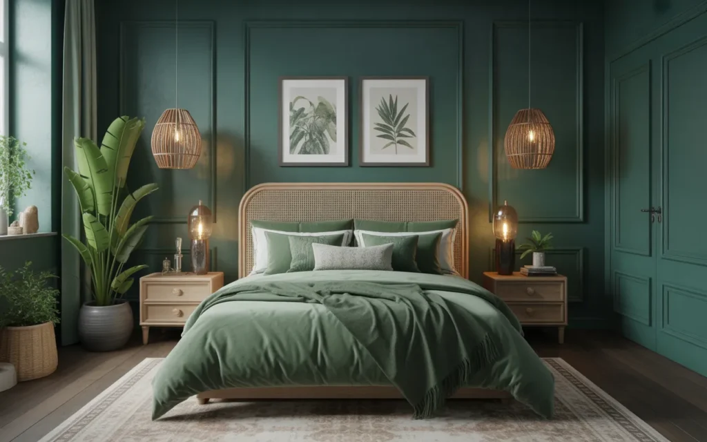 green and blue bedroom
