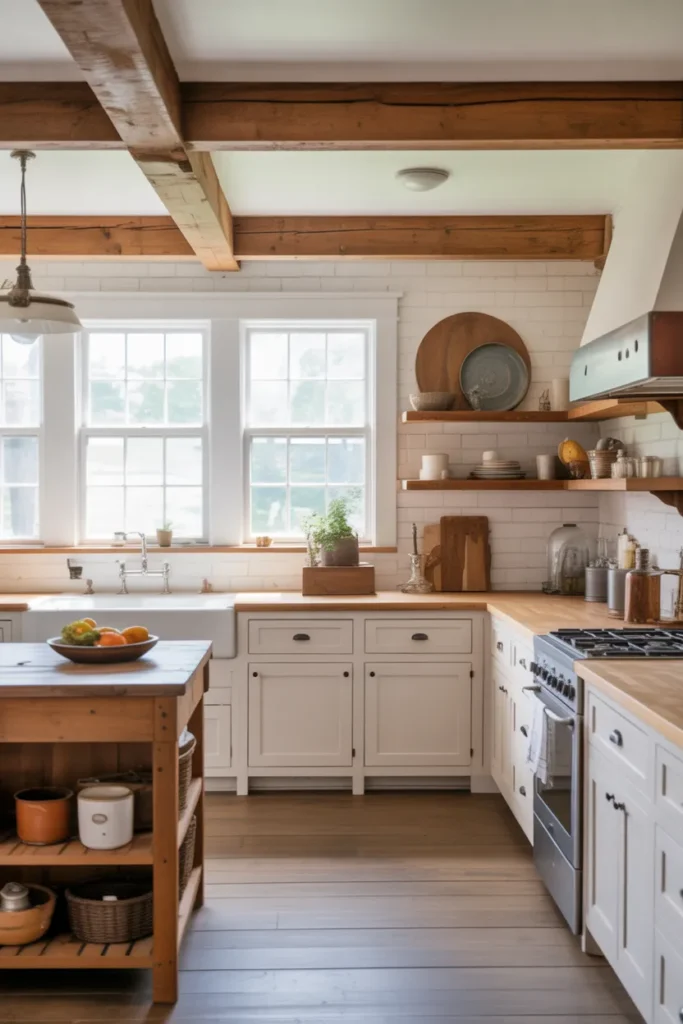  Classic White Cabinets with Rustic Wood Accents