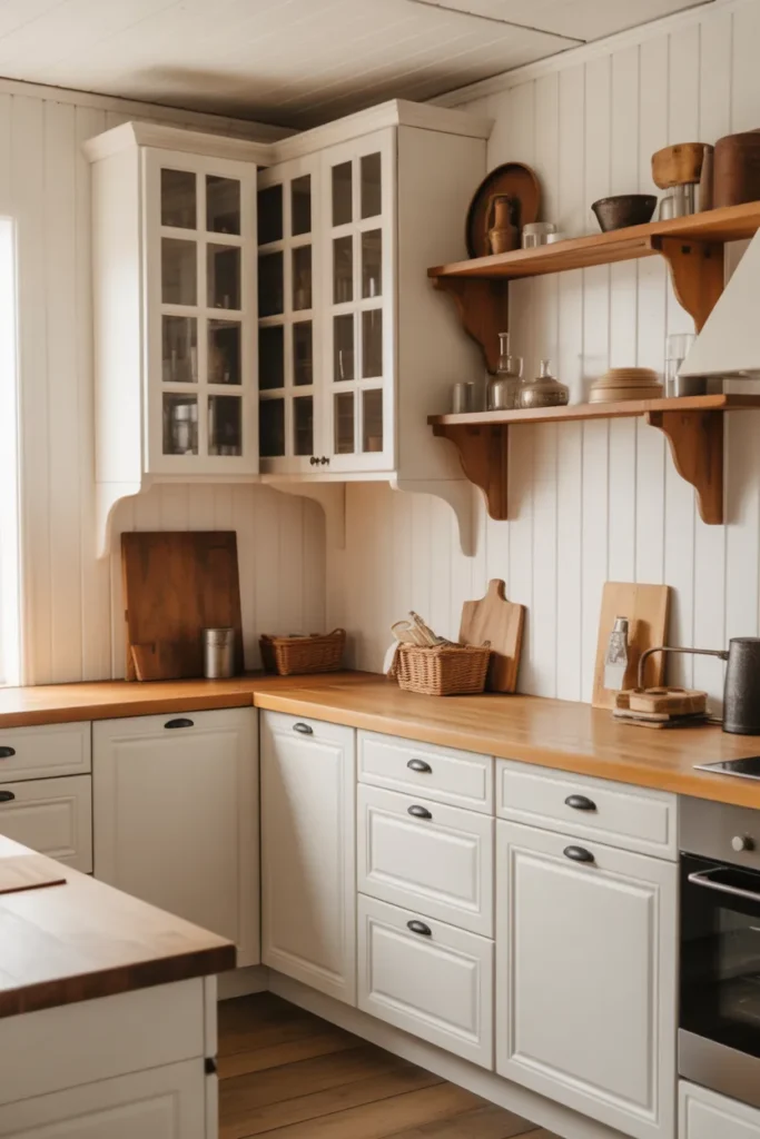  Classic White Shaker Cabinets with Wooden Accents
