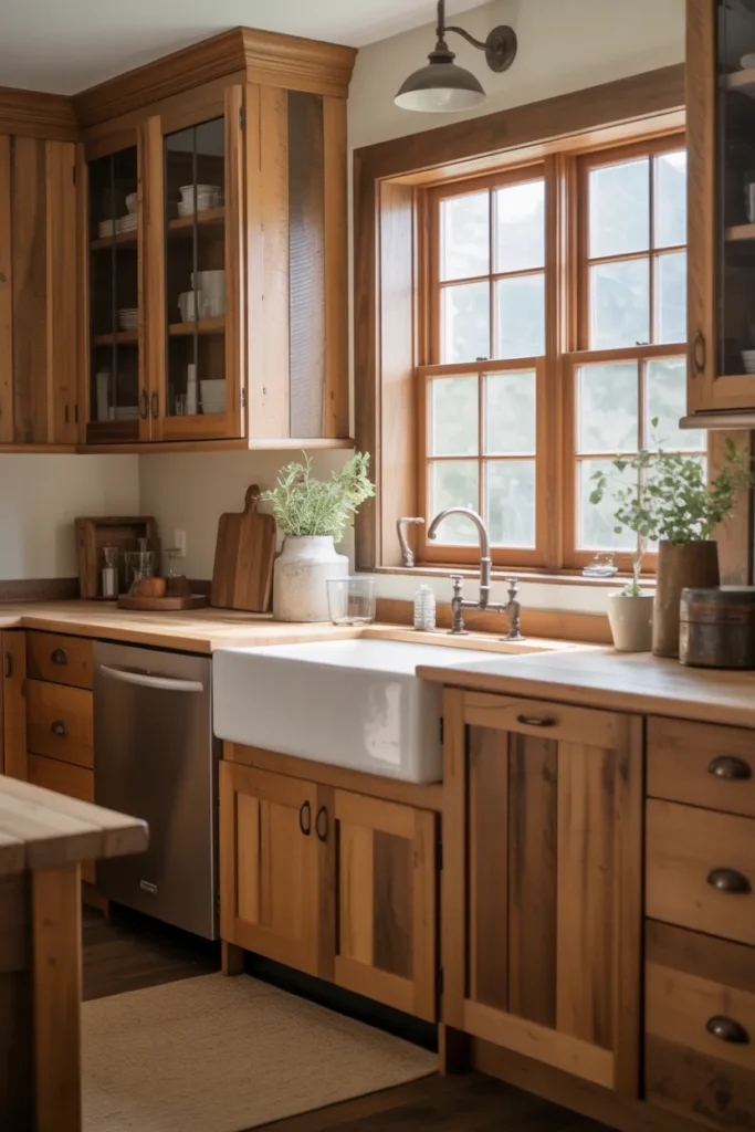  Reclaimed Wood Cabinets with Vintage Hardware