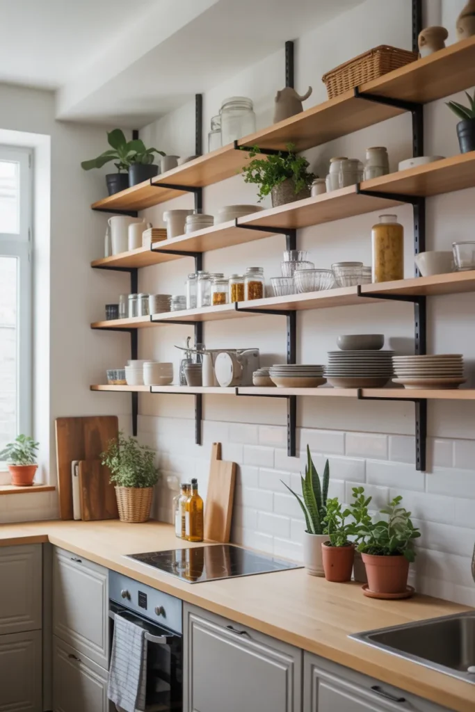  Use Vertical Wall Shelves to Maximize Space