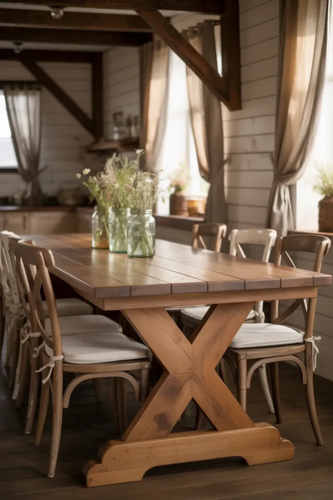 Farmhouse Kitchen Table with X-Base Design