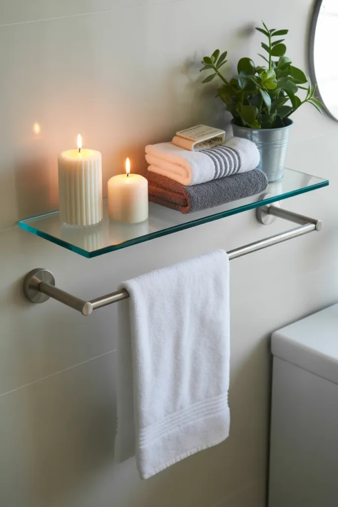  Glass Shelf with Towel Rail
