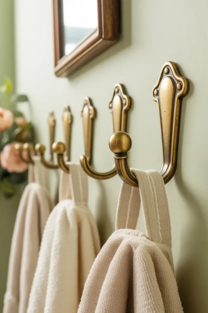  Vintage Brass Hook Rack