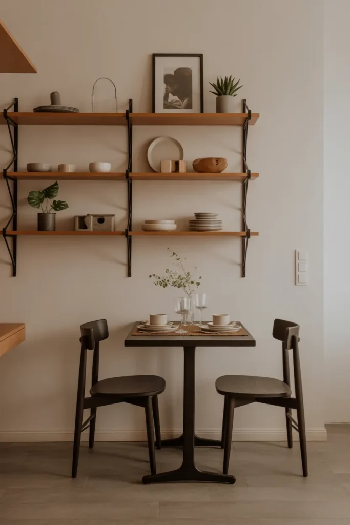  Compact Dining with Floating Shelves