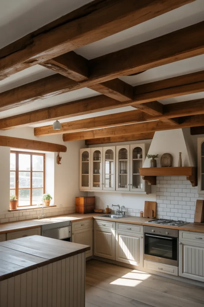  Exposed Wooden Ceiling Beams