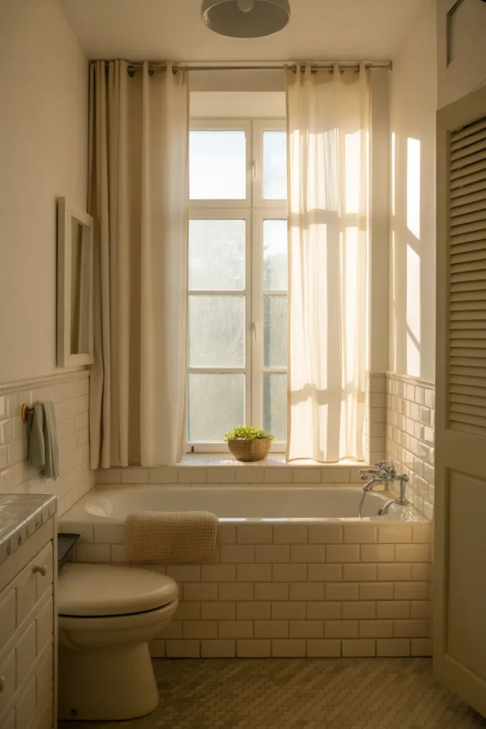   Small Bathroom with Tub Under a Window