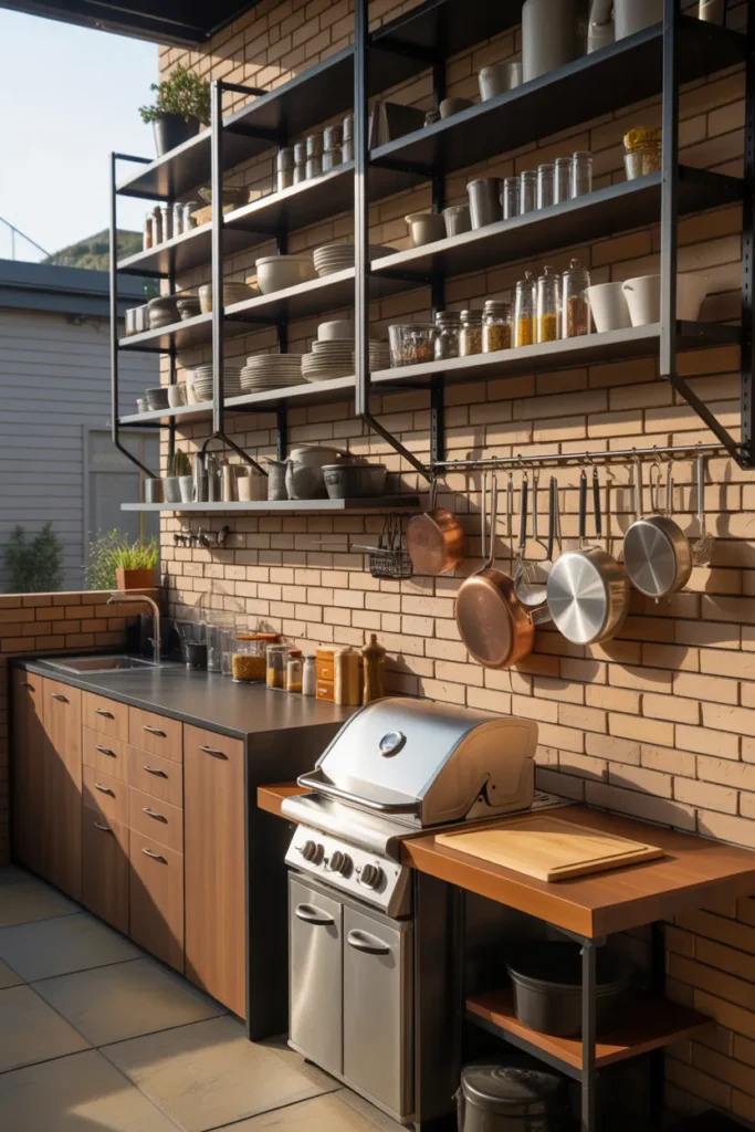   Small Outdoor Kitchen with Vertical Storage