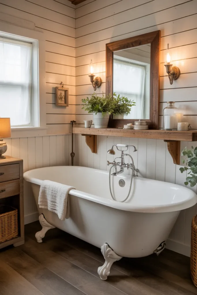  Clawfoot Tub in a Farmhouse Bathroom