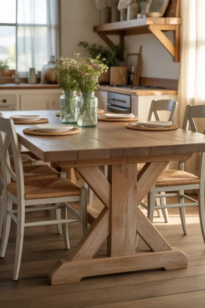 Farmhouse Kitchen Table with Trestle Base