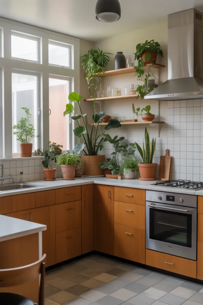  Mid Century Kitchen With Indoor Plants