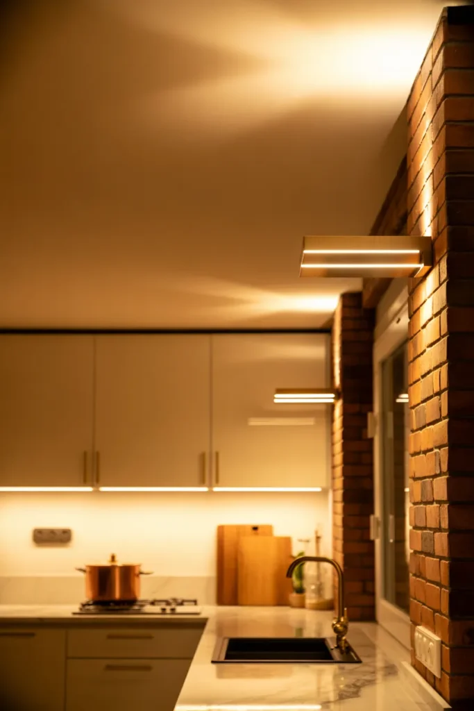 Very Small Kitchen With Wall-Mounted Lighting