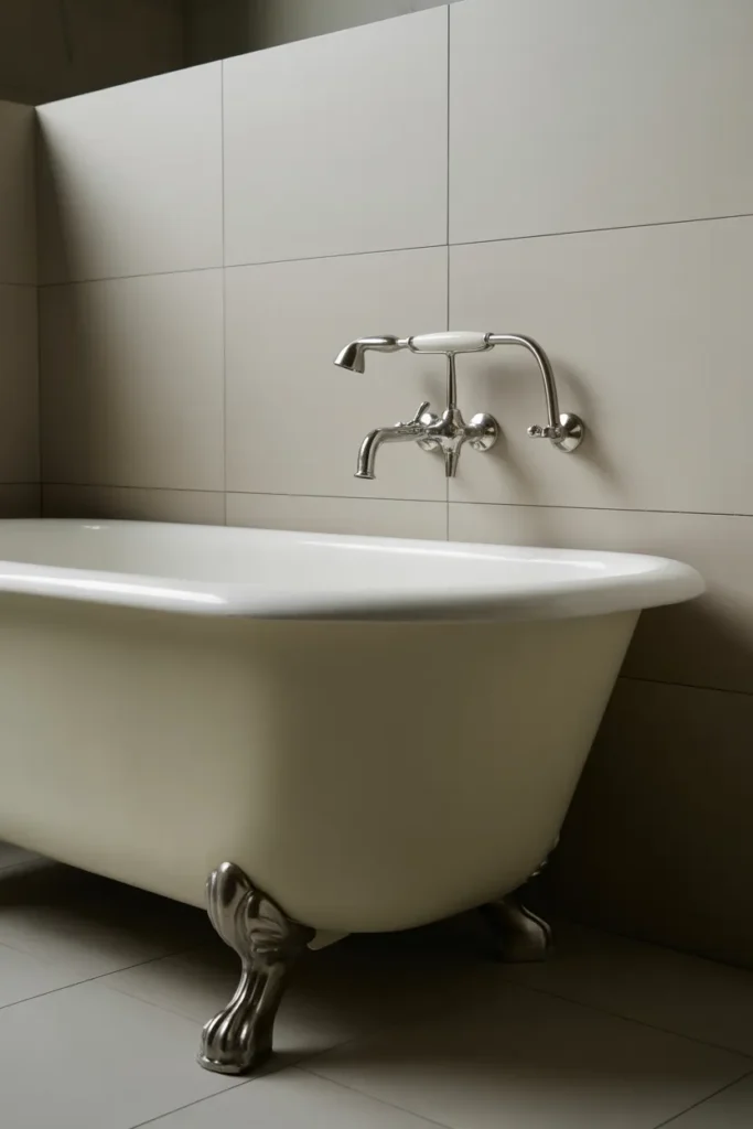  Clawfoot Tub with Wall-Mounted Faucet