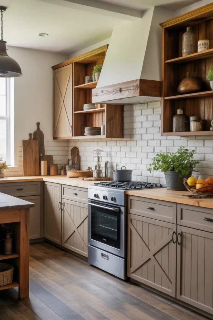   Farmhouse Cabinets with Barn-Style Details