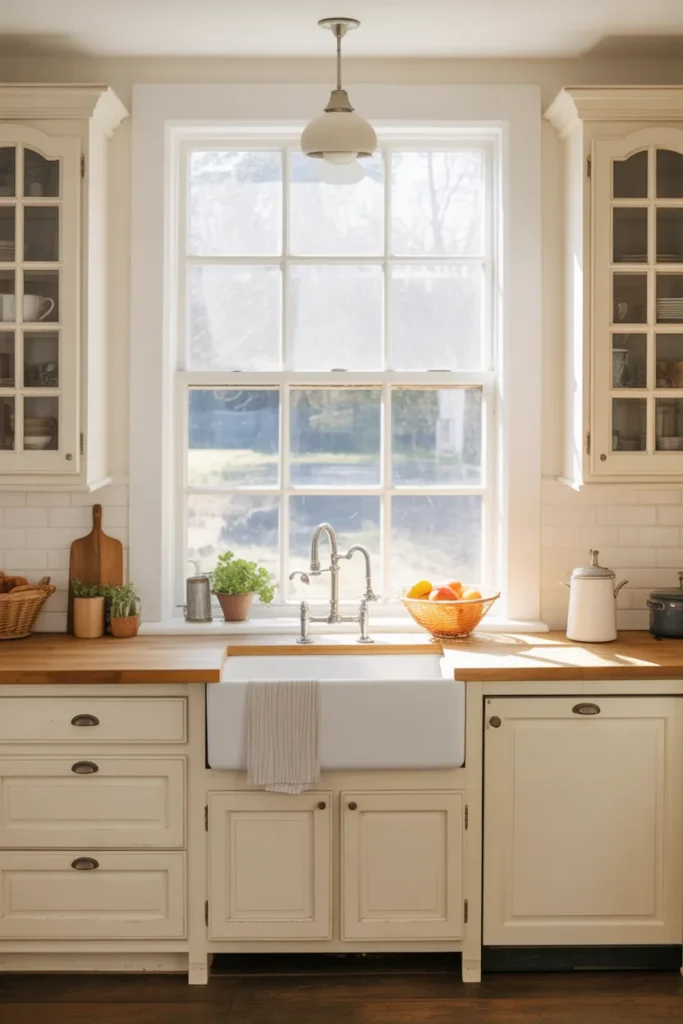  Farmhouse Sink Under a Large Kitchen Window