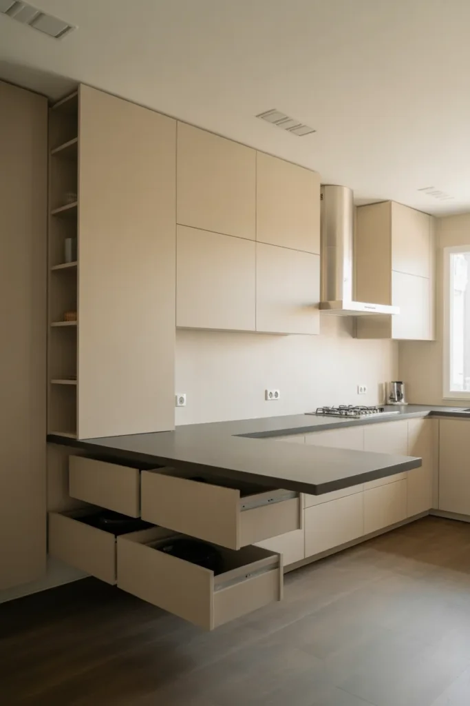 Floating Table with Hidden Storage