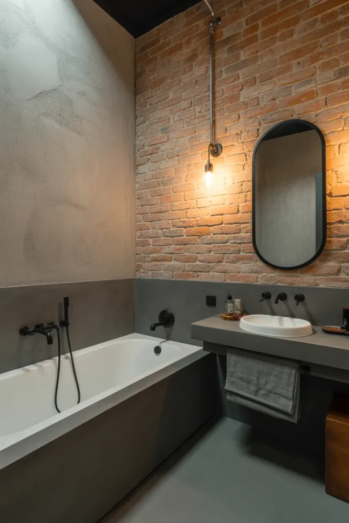   Industrial Bathroom with Tub