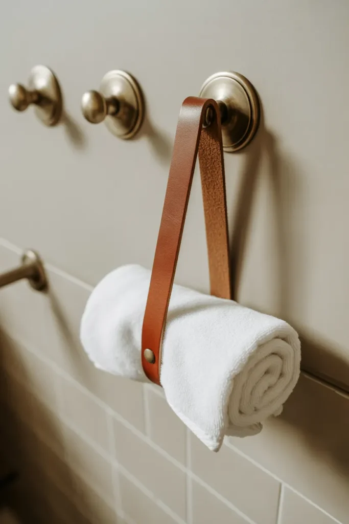   Leather Strap Towel Holder