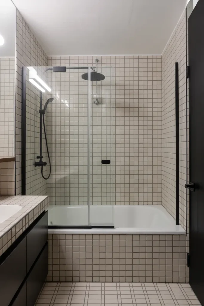   Modern Small Bathroom with Tub and Shower Combo