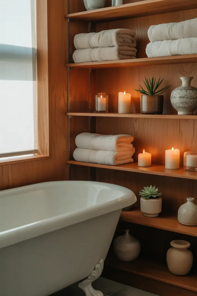  Clawfoot Tub with Built-In Shelving