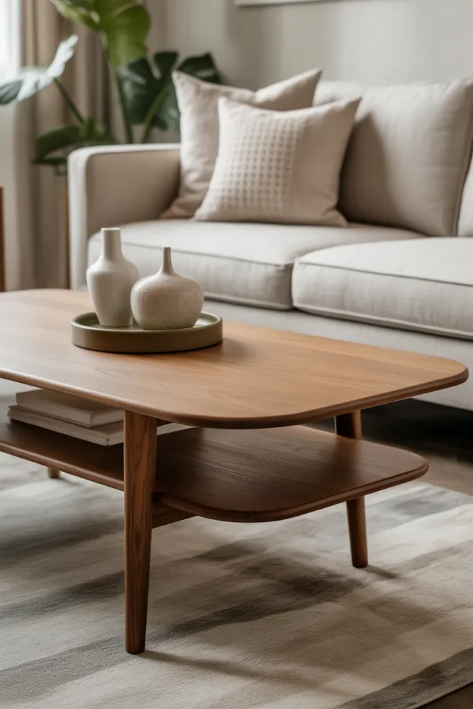  Mid Century Coffee Table with Rounded Corners