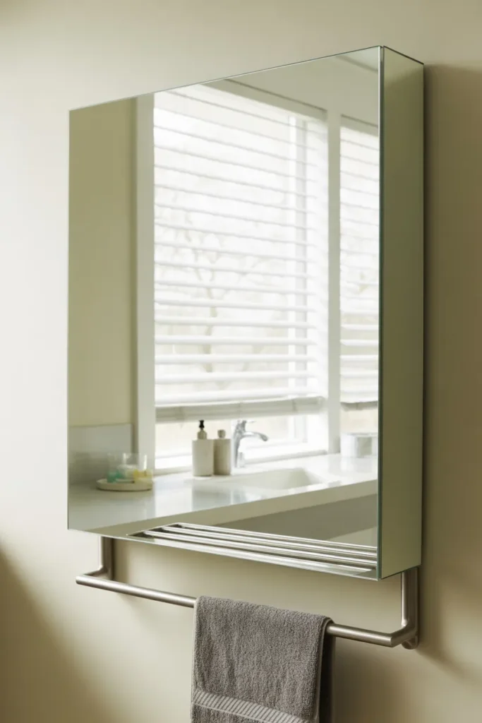 Mirrored Cabinet with Towel Bar