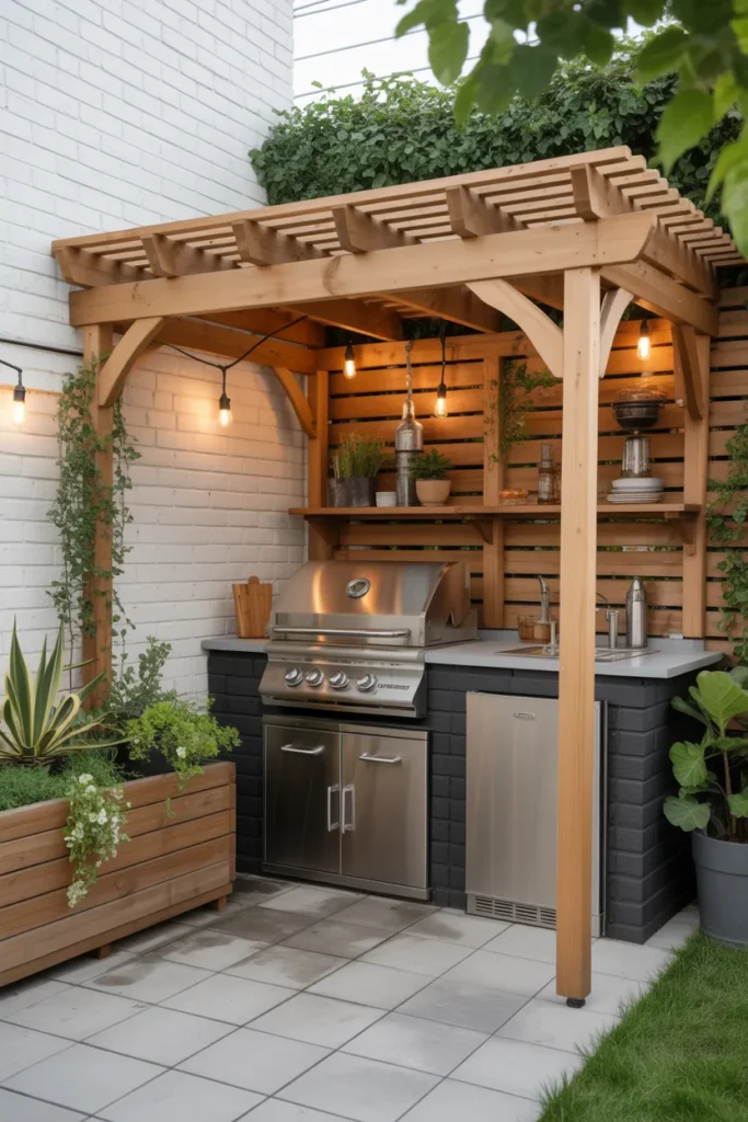  Small Outdoor Kitchen with Pergola