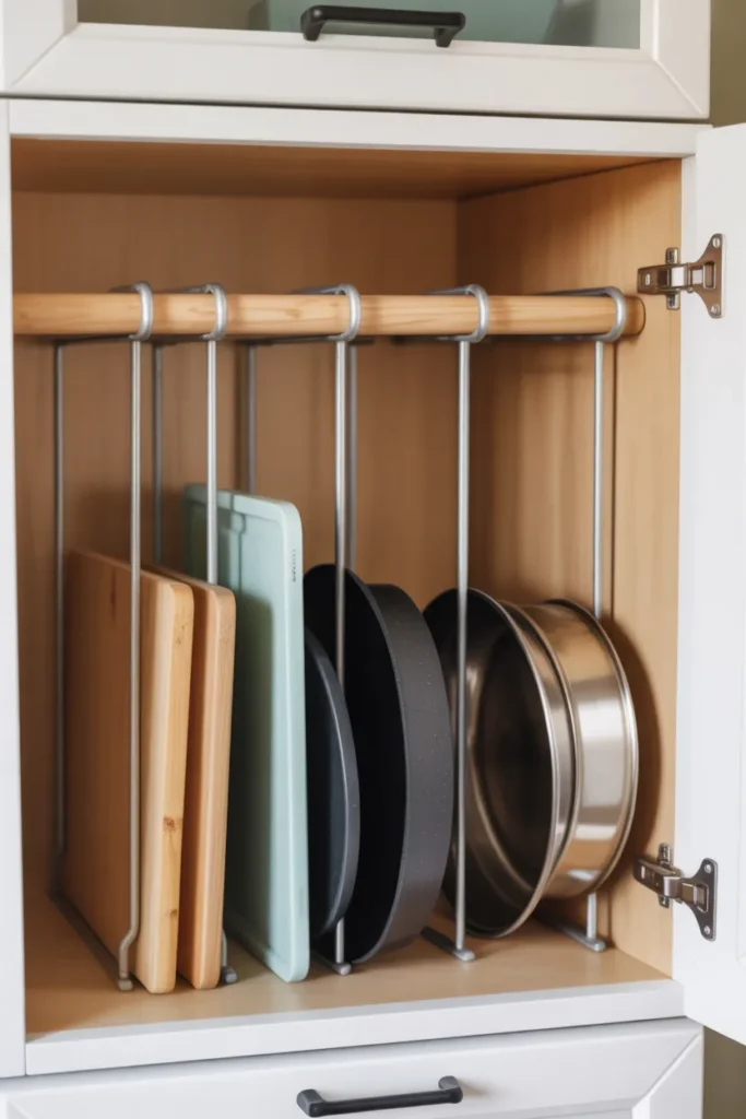  Use Tension Rods Inside Cabinets