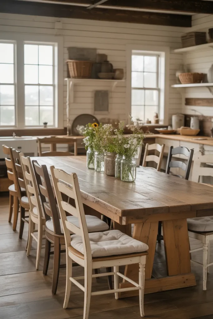 Farmhouse Kitchen Table with Mixed Seating