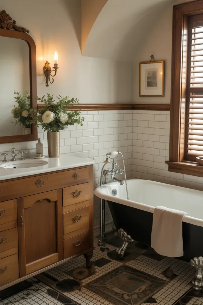   Clawfoot Tub with Antique Vanity