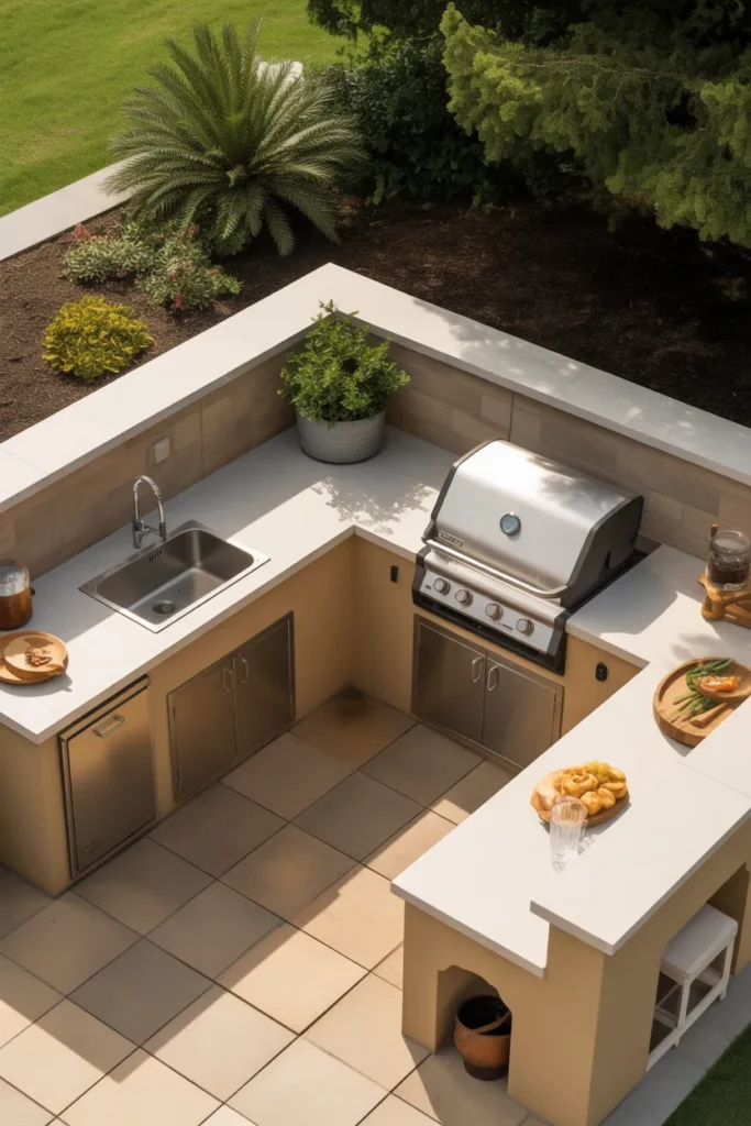  Compact U-Shaped Outdoor Kitchen