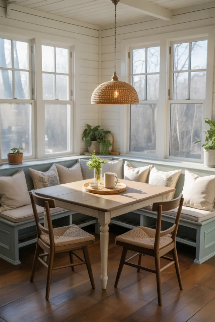 Farmhouse Kitchen Table in a Breakfast Nook