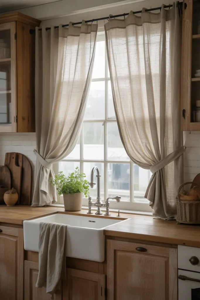   Soft Linen Curtains for Farmhouse Charm
